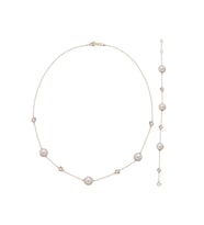 Doğal İncili Zirkon Taşlı Kolye Bileklik İkili Set (Rose)