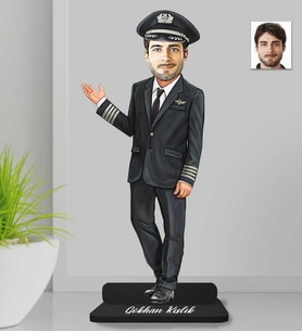 Kişiye Özel Pilot Erkek Ahşap Biblo-3