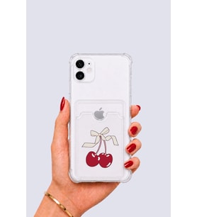 iPhone 11 Kartlıklı Kiraz Desenli Kılıf - GLST4405-3939