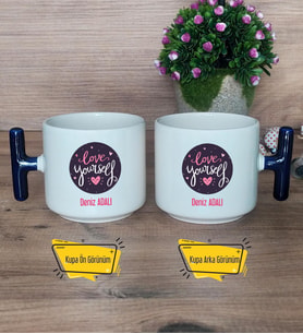 Love Your Self Kupa Bardak T Lacivert Kulplu Arkadaşa Hediye, Anneye Hediye