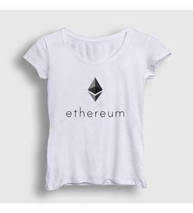 Presmono Kadın Beyaz Ethereum Bitcoin T-Shirt 263661tt (Beyaz)