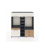 Kronos Dolap 11 Raflı 4 Çekmeceli 2 Askılı 220x59x243 Antrasit-Aytaşı/Çam