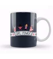 Girl Power Banner Jumping Girls Kupa Bardak Porselen
