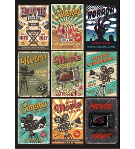 Retro Poster Sticker Set 9 Parça Telefon, Tablet, Defter, Laptop Sticker