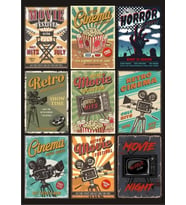 Retro Poster Sticker Set 9 Parça Telefon, Tablet, Defter, Laptop Sticker