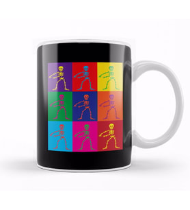 Flossing Pop Art Skeleton Kupa Bardak Porselen
