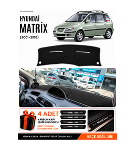 HYUNDAİ MATRİX (2001-2010) Uyumlu Torpido Örtüsü Torpido Kılıfı - Siyah Gri