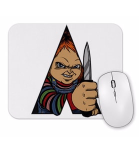 Chucky A Doll Work  Orange Mouse Pad