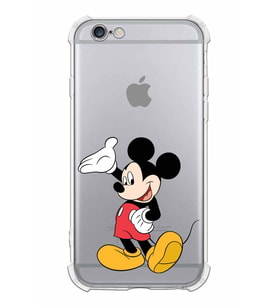 Apple iPhone 6 Plus Uyumlu Köşe Korumalı Antişok  Kapak Mickey Mouse Tasarımlı Şeffaf  Kılıf