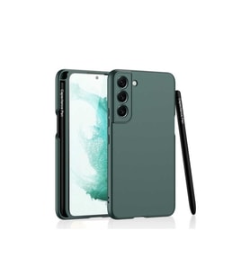 Samsung Galaxy S22 Uyumlu Kılıf Zore Kalemli Kıpta Kapak (Koyu Yeşil)