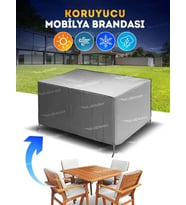 Bahçe Mobilya Koruma Masa Sandalye Kılıf Örtüsü Gri 160x100x75cm Su Geçirmez