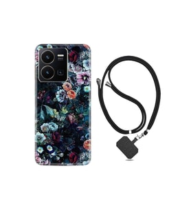 Vivo Y35 Kılıf Ipli Boyun Askılı Desenli Silikon Great Flowers 1304