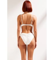 Kadın Bralette Kaplı Bikini Takımı Normal Bel Kolsuz Aksesuarlı Dokulu Örme Kumaş Regular Kalıp