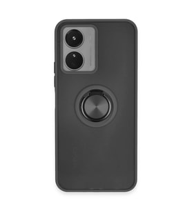 Vivo Y16 Kılıf Montreal Yüzüklü Silikon Kapak - Siyah