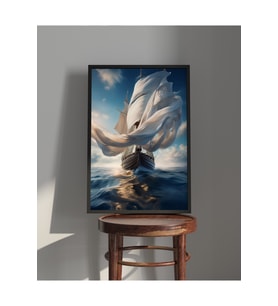 Tablo  Ahşap Çerçeveli Tablo  Çerçeveli Poster  Soyut, Gemi Temalı Tablo