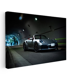 Kanvas Tablo Porsche 911 Turbo S Cabrio Gece Tünel Pozu Porsche Tablosu Ev Ofis Duvar Dekoru