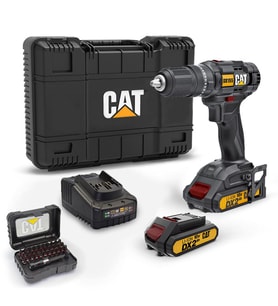 CAT DX155.1SET 18Volt/2.0Ah Li-ion Çift Akülü Profesyonel Şarjlı Darbeli Matkap + DA01901 32 Parça Vidalama Uç Seti
