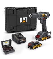 CAT DX155.1SET 18Volt/2.0Ah Li-ion Çift Akülü Profesyonel Şarjlı Darbeli Matkap + DA01901 32 Parça Vidalama Uç Seti