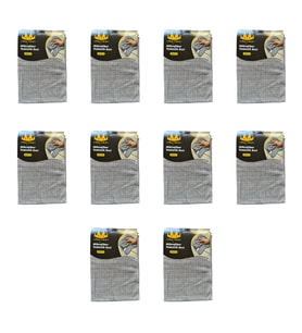 Miss Clean Mikrofiber Kareli Yüzey Cam Temizlik Bezi 50x70 Cm Süper Emici - 320 Gr. - Gri - 10 Adet
