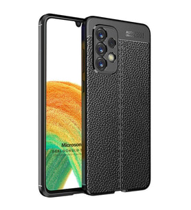 Microsonic Samsung Galaxy A33 5G Kılıf Deri Dokulu Silikon Siyah