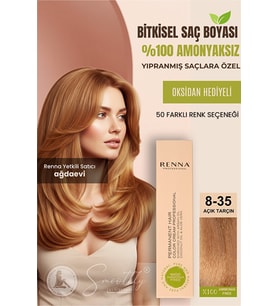 Renna AMONYAKSIZ Bitkisel Yıpranmış Saçlar İçin Saç Boyası 8 -35 Açık Tarçın 60ml