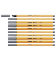Stabilo İnce Keçe Uçlu Kalem 88 Point 0.4 MM Koyu Gri Fineliner Kalem (10 Lu Paket) (Karışık)