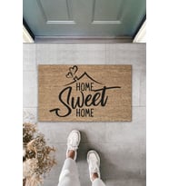 Home Sweet Home Yazılı Dijital Baskı Dekoratif Kapı Önü Paspası 70x45 Cm