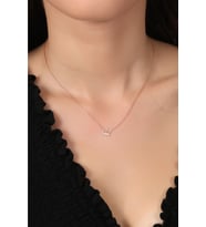 925 Ayar Gümüş Zincirli Rose Kaplama Zirkon Taşlı Taç Model Kolye