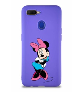 Oppo A5S Soft Premier Kapak Minnie Mouse-D Tasarımlı Silikon Kılıf - Mor (Şeffaf)