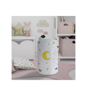 MEKTA HOME BEBEK VE ÇOCUK ODASI Ay ve Yıldız Desenli Oyuncak Sepeti