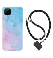 Realme C11 C21 C21Y C25Y C11 2021 Kılıf Boyun Askılı Silikon Pink Blue Abstract 1385
