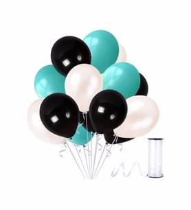 Mint Yeşil - Siyah - Beyaz Balon 10 Adet ( Balonlar Sönüktür)