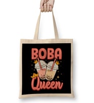 Funny Boba Queen Kawaii Bubble Tea Boba Anime Bez Çanta Uzun Saplı