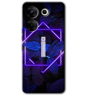 Tecno Camon 20 Pro 4G Kılıf HD Desen Baskılı Kılıf - Dark Neon Yaprak İ Harfi