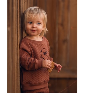 Organik Kahverengi Erkek Bebek Sweatshirt Eşofman Takımı
