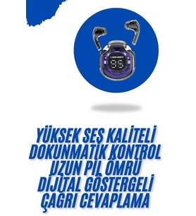 Kablosuz Dijital Göstergeli Powerbanklı Ios Android Uyumlu Kulaklık