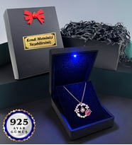 Kişiye Özel 925 Ayar Gümüş Laleli Kolye 100 Dilde Seni Seviyorum Rose Kaplama Zirkon Taşlı Kadın Kolye