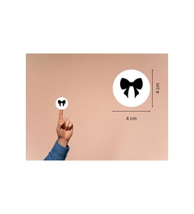 Fiyonk Baskılı Etiket Siyah Fiyonk Yuvarlak Mat Çıkartma Round Sticker 4 Cm (40 Adet)