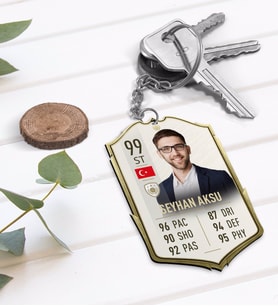 BK Gift Kişiye Özel Ahşap Anahtarlık Futbolcu Kartı-11