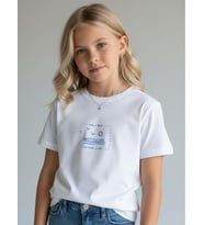 Kız Çocuk Tasarım T-shirt (Beyaz)