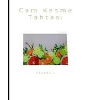 Cam Kesme Tahtası* Mutfak Tahtası Kare 25x35cm Limon Portakal Görünümlü