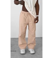Dizi Katlı Gabardin Baggy Pantolon (Bej)