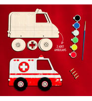 Çocuklar İçin Ahşap Ambulans Boyama Seti – Eğlenceli STEM & Maker Aktivitesi,Montaj ve Yaratıcı Hobi Kiti (Çok Renkli)