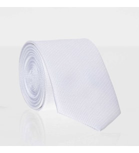 Beyaz Slim Fit Düz Renk Dokuma Kravat / DDK-49 (Renksiz)