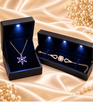 925 Ayar Gümüş Kadın Takı Seti Mor Ametist Lotus Kolye ve Rose Baget Bileklik Işıklı Kutulu