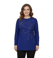 Kadın Önü Nakışlı Bluz BGL-ST05089 (İndigo)