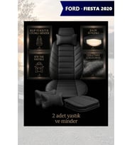 fiesta 2020 Koltuk ve Kılıf uyumlu Minder Yastık Lüks Siyah 2 Minder 2 Yastık