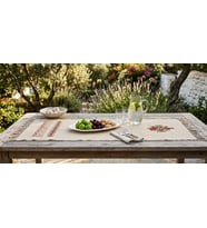 %100 El İşlemeli Hesap İşi Bodrum Keten Runner Örtü 86x36 cm Püskül 10cm