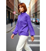 Kadın Oversize Kalın Dik Yaka Triko Kazak Kışlık Soğuk Havalarda Konforlu Günlük Stil Kaliteli
