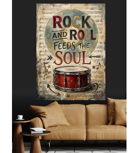 Rock And Roll Ruhun Gıdasıdır Dekoratif Kanvas - Mdf Ahşap Tablo